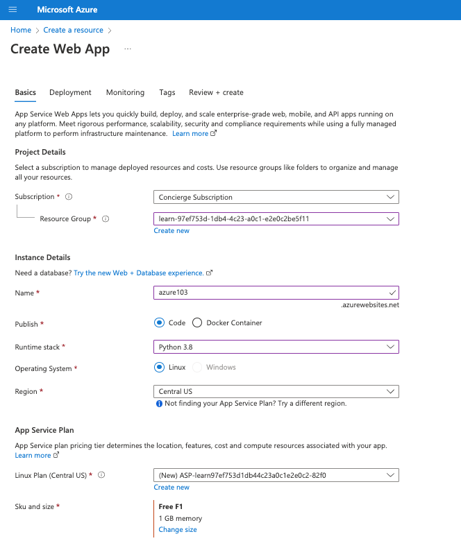 web app basic settings